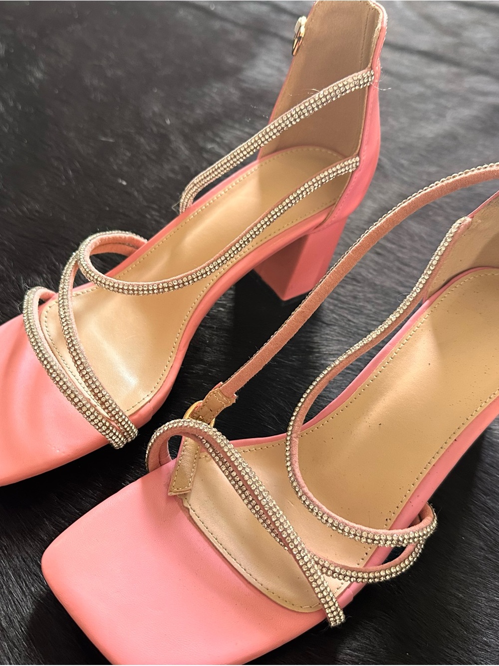 Pink Rhinestone-Strap Wedge Sandals - Picture 5 of 5
